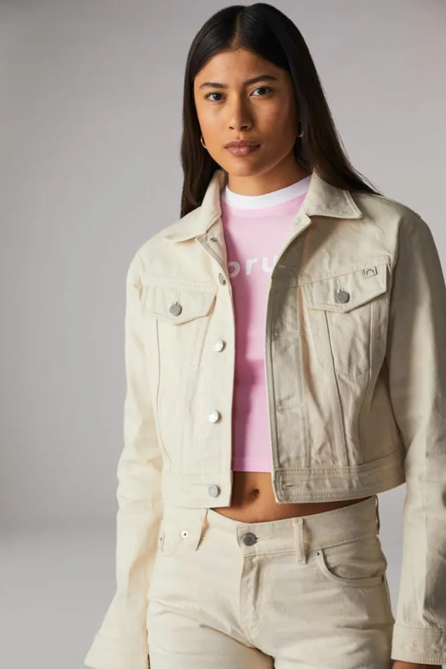 Denim Crop Jacket Cream Cream Women Fiorucci Denim Crop Jacket Cream Cream Women Fiorucci