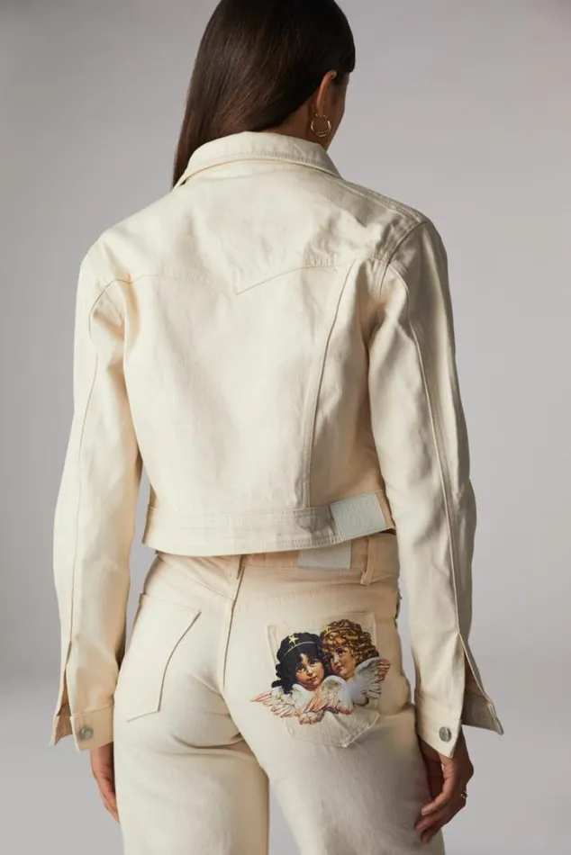 Denim Crop Jacket Cream Cream Women Fiorucci Denim Crop Jacket Cream Cream Women Fiorucci