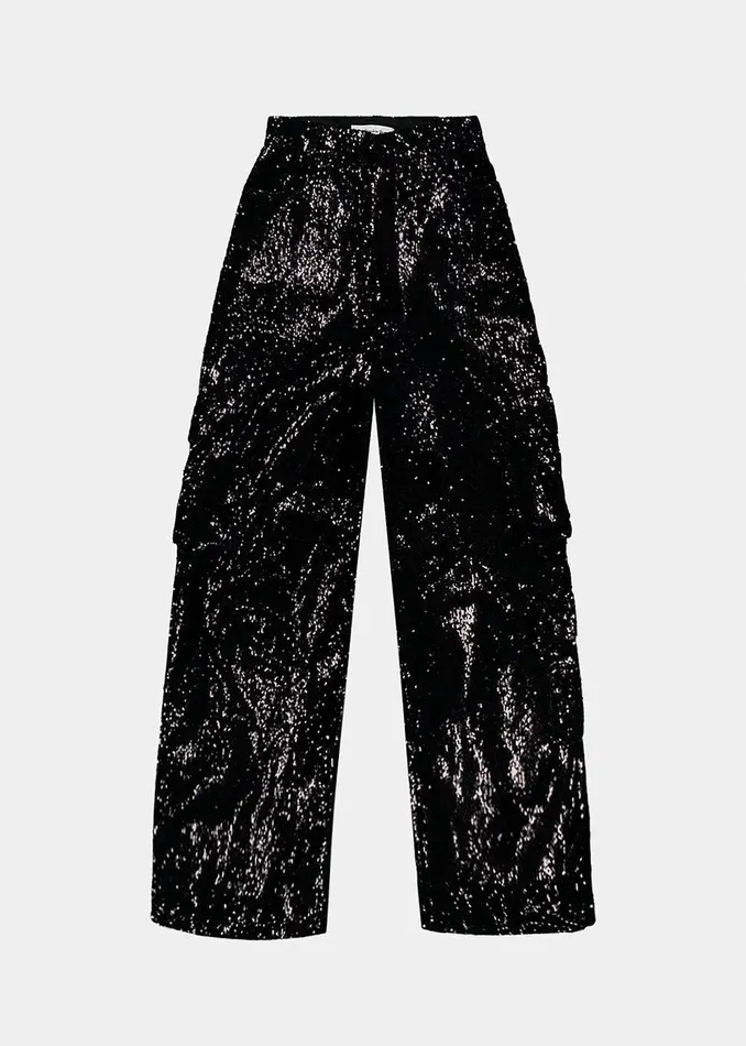 Donna Oversized Cargo Pants 8211 Black Sequins Women The Frankie Shop Clothing