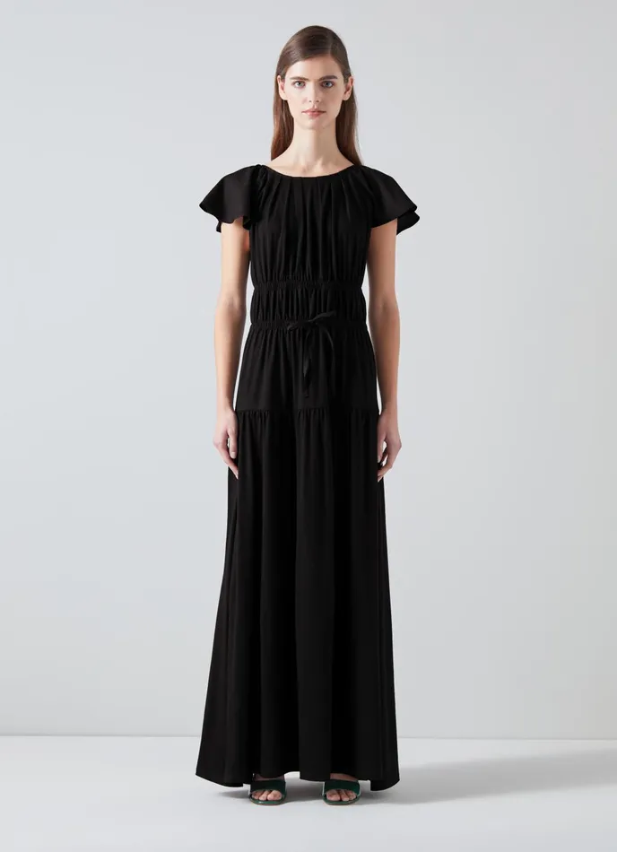 Dresses Women LKBennett Carla Black Maxi Dress With Cotton And LENZING ECOVERO Viscose Black