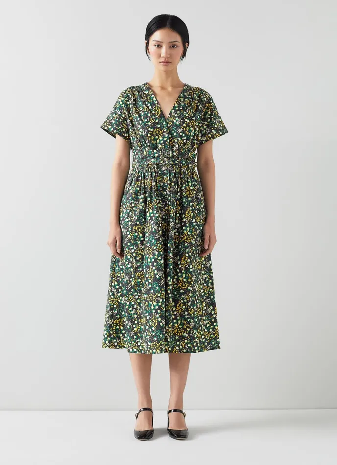 Dresses Women LKBennett Eva Black Cotton Buttercup Meadow Print Dress Black Dresses Women LKBennett Eva Black Cotton Buttercup Meadow Print Dress Black