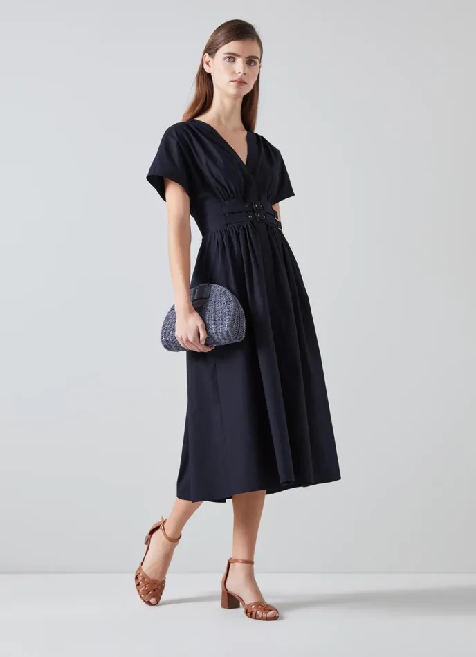 Dresses Women LKBennett Eva Navy Cotton Sun Dress Navy