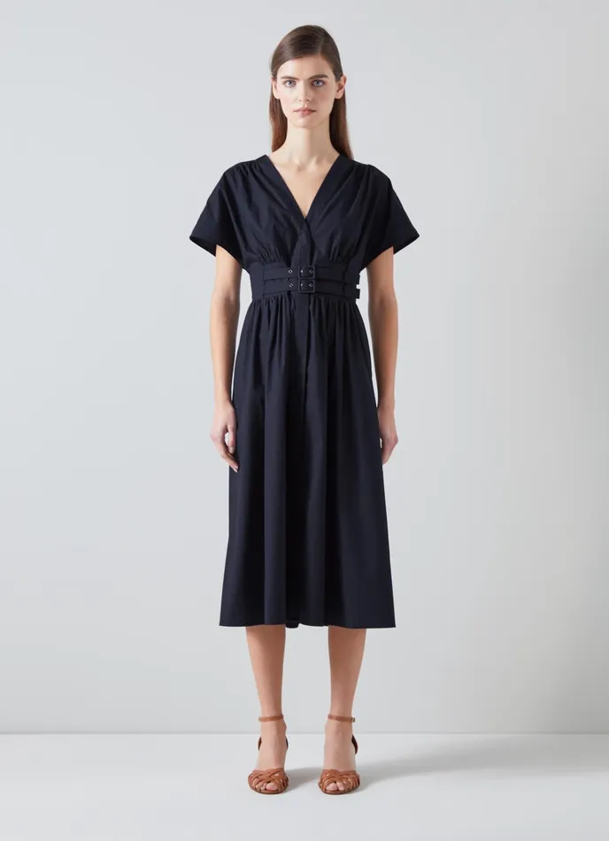 Dresses Women LKBennett Eva Navy Cotton Sun Dress Navy Dresses Women LKBennett Eva Navy Cotton Sun Dress Navy