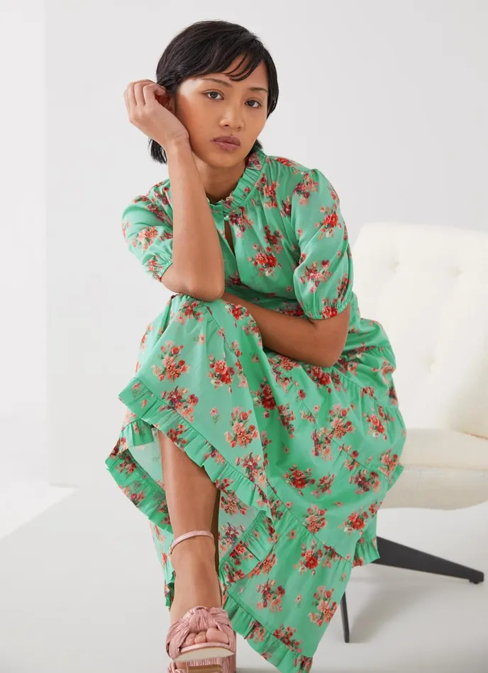 Dresses Women LKBennett Hedy Petite Bouquet Print Organic Cotton Dress Green