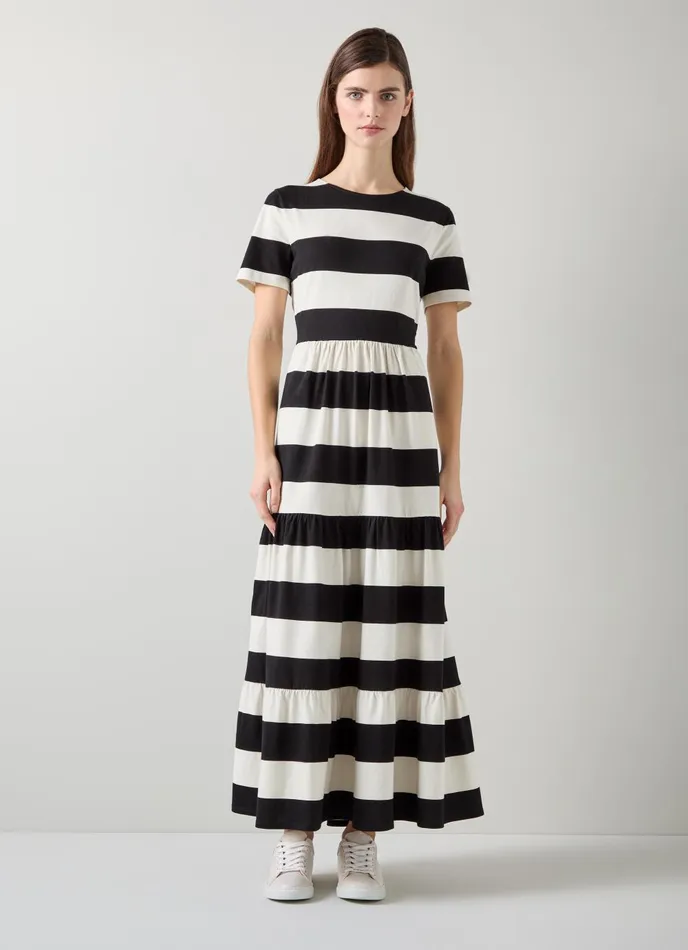 Dresses Women LKBennett Leigh Stripe Jersey Dress Black Cream Dresses Women LKBennett Leigh Stripe Jersey Dress Black Cream
