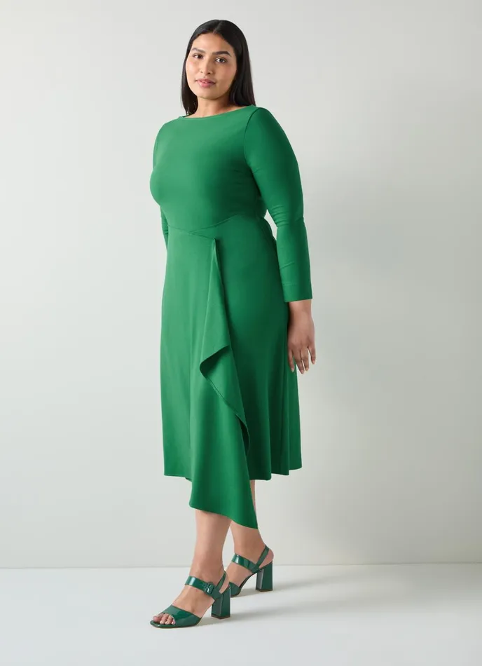 Dresses Women LKBennett Lena Green Crepe Fit And Flare Dress Green