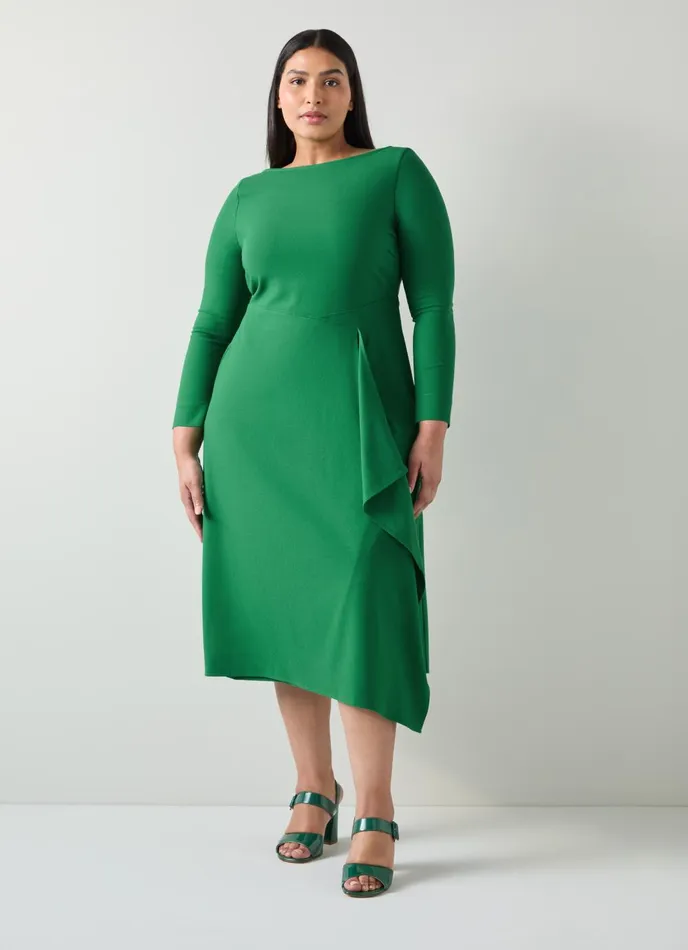 Dresses Women LKBennett Lena Green Crepe Fit And Flare Dress Green Dresses Women LKBennett Lena Green Crepe Fit And Flare Dress Green