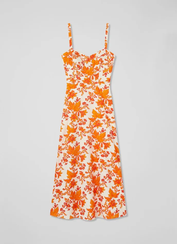 Dresses Women LKBennett Lucy Orange Vine Leaf Print Cotton Sun Dress Orange Dresses Women LKBennett Lucy Orange Vine Leaf Print Cotton Sun Dress Orange
