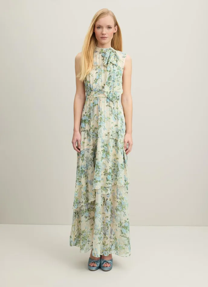 Dresses Women LKBennett Robyn Neon Garden Print SilkBlend Dress Cream Dresses Women LKBennett Robyn Neon Garden Print SilkBlend Dress Cream