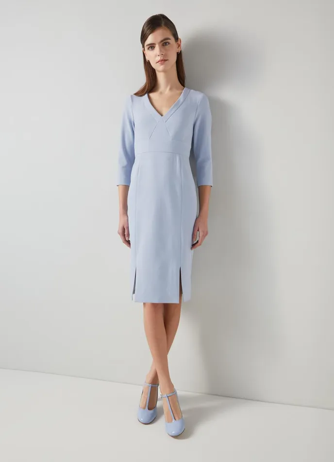 Dresses Women LKBennett Sky Blue Crepe Dress With Lenzing Ecovero Viscose Light Blue