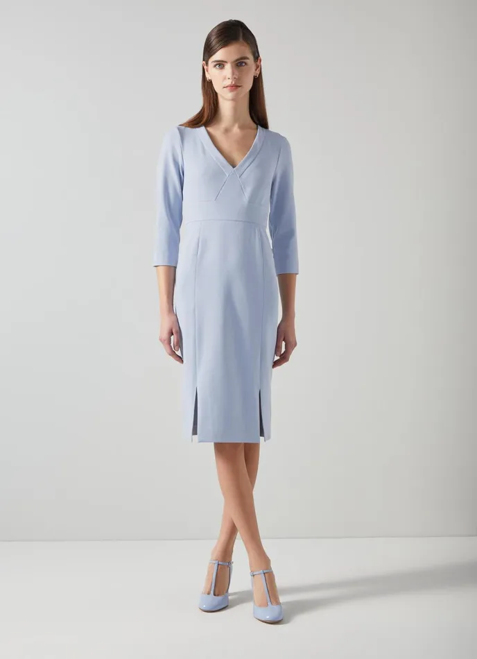 Dresses Women LKBennett Sky Blue Crepe Dress With Lenzing Ecovero Viscose Light Blue
