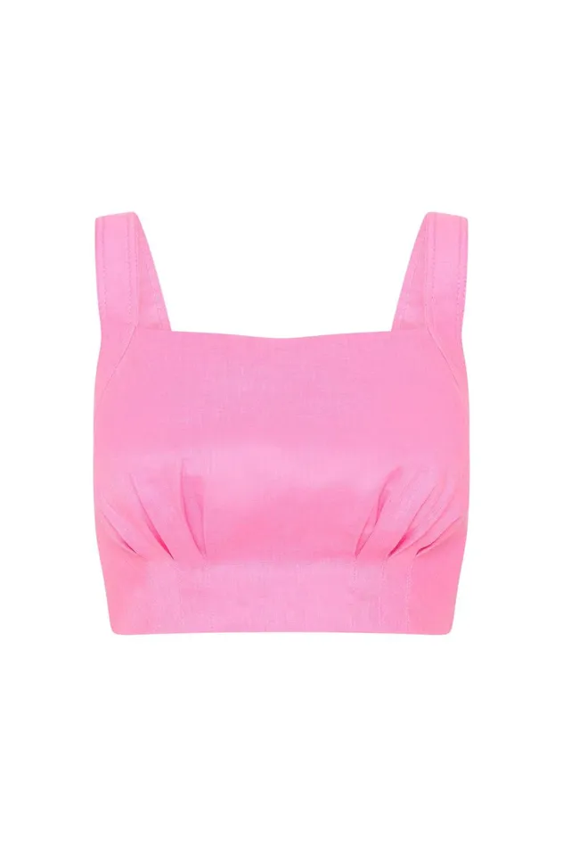 Eden Tie Back Top Protea Pink Women Aje Tops Eden Tie Back Top Protea Pink Women Aje Tops