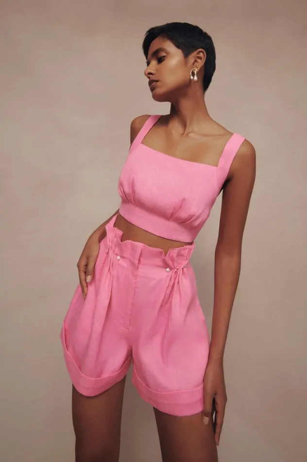 Eden Tie Back Top Protea Pink Women Aje Tops Eden Tie Back Top Protea Pink Women Aje Tops