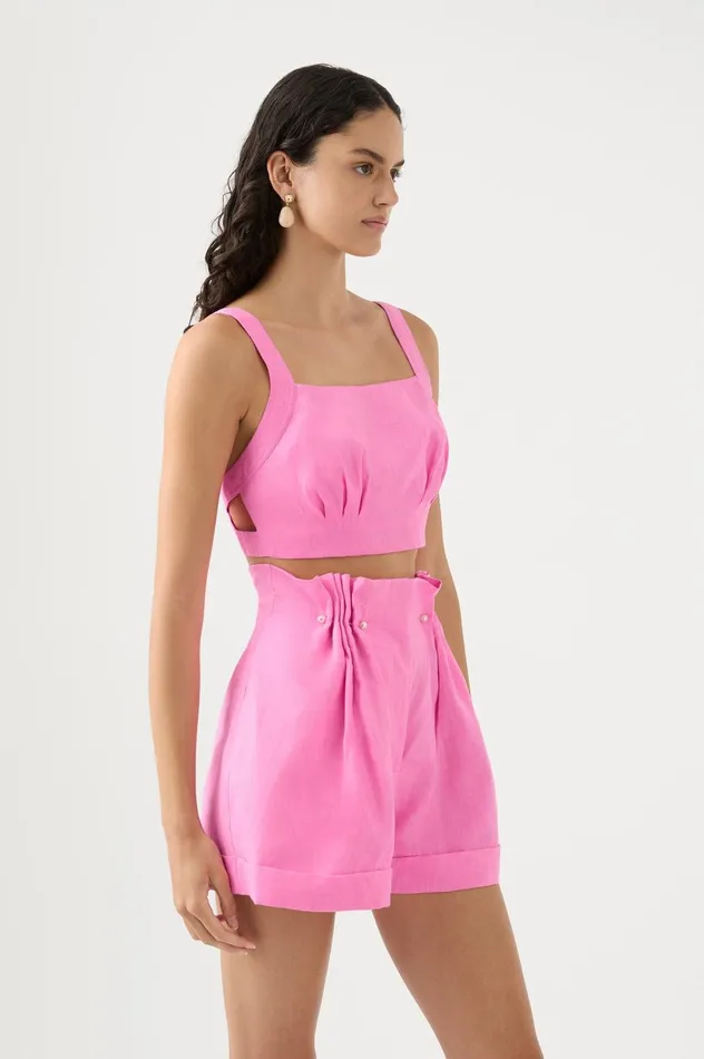 Eden Tie Back Top Protea Pink Women Aje Tops Eden Tie Back Top Protea Pink Women Aje Tops