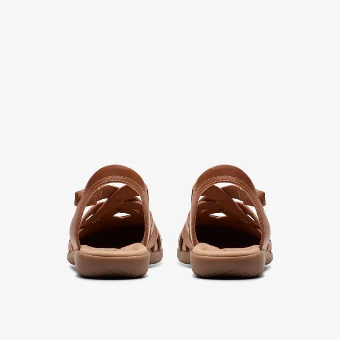 Elizabelle Sea Tan Leather Women Clarks Sandals and Flip Flops