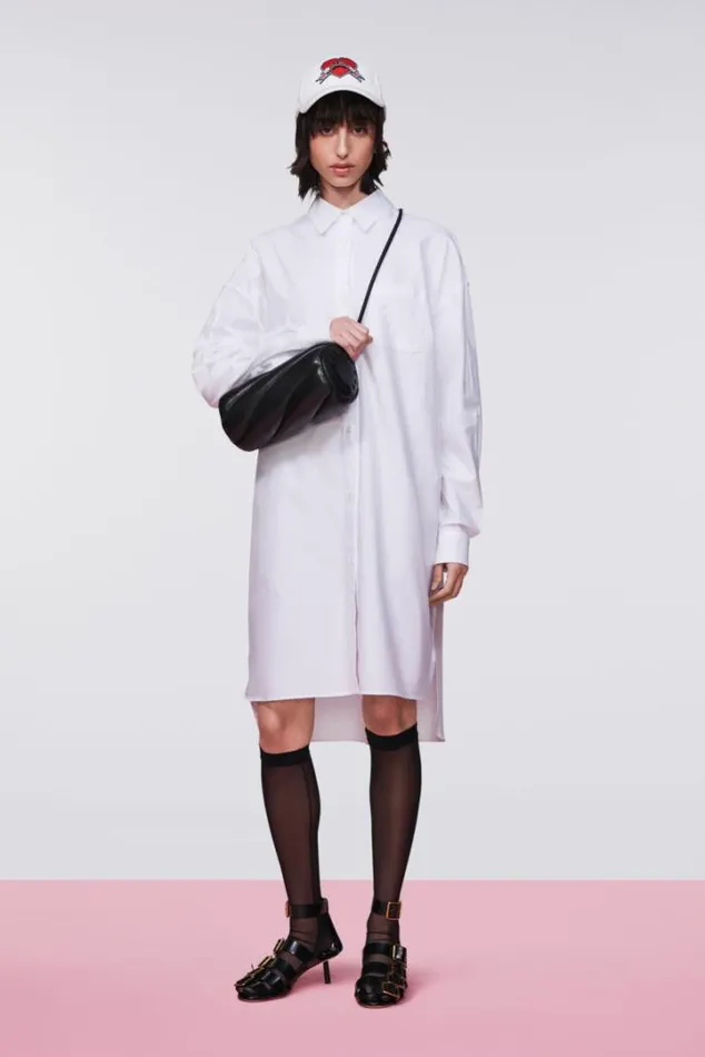 Embroidered Angels Midi Shirt Dress White White Women Fiorucci