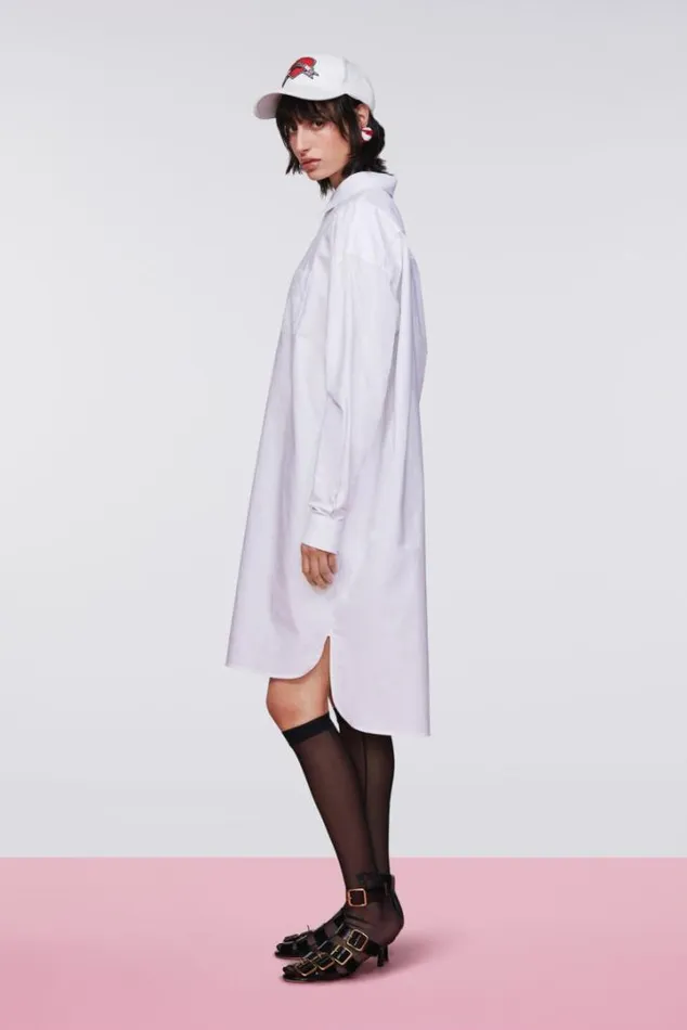 Embroidered Angels Midi Shirt Dress White White Women Fiorucci Embroidered Angels Midi Shirt Dress White White Women Fiorucci