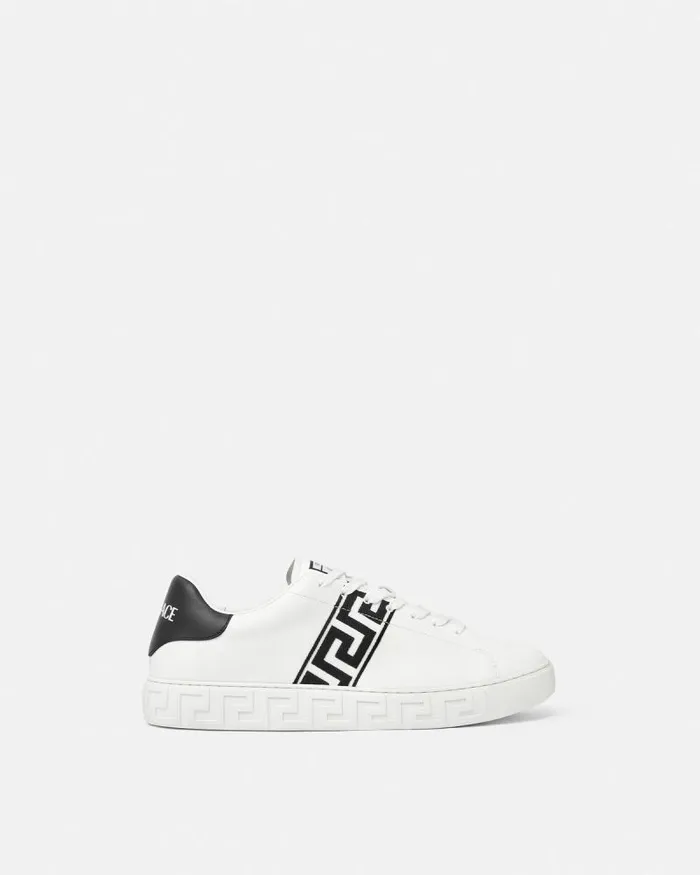 Embroidered Greca Sneakers Blackwhite Men Versace Sneakers