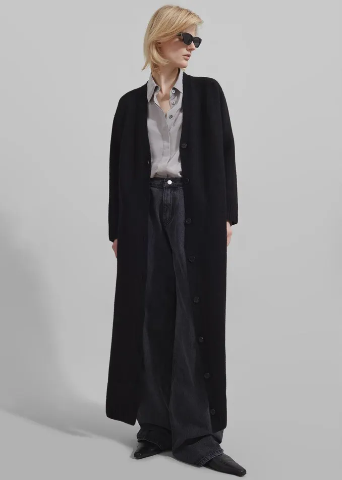 Emi Long Knit Cardigan 8211 Black Women The Frankie Shop Clothing