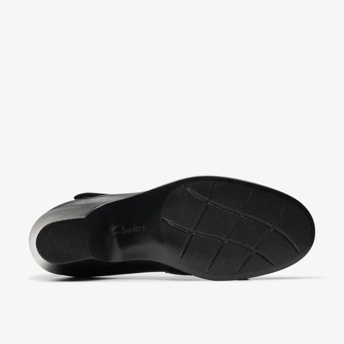 Emily 2 Mabel Black Leather Women Clarks Heels and Pumps