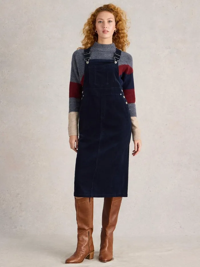 Emmie Organic Cord Pinafore Dark Navy Women White Stuff Dresses