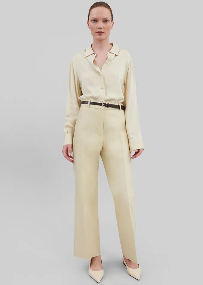 Emra Silk Trousers 8211 Pale Yellow Women The Frankie Shop Clothing