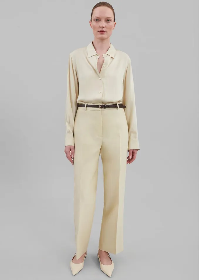 Emra Silk Trousers 8211 Pale Yellow Women The Frankie Shop Clothing