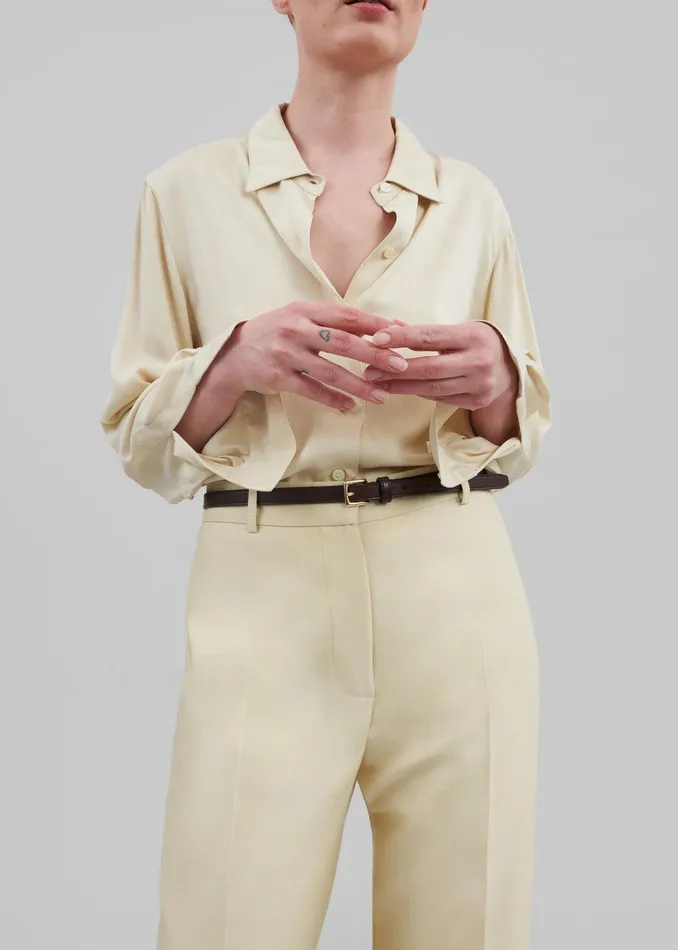 Emra Silk Trousers 8211 Pale Yellow Women The Frankie Shop Clothing