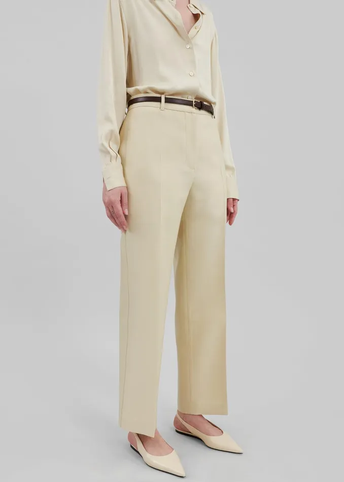 Emra Silk Trousers 8211 Pale Yellow Women The Frankie Shop Clothing