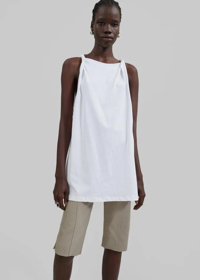 Erika Twisted Sleeve Tank 8211 White Women The Frankie Shop Clothing