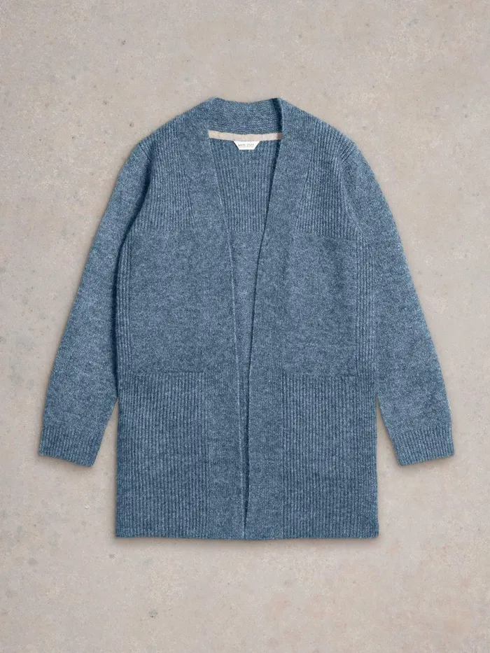 ERIN LONGLINE CARDI Mid Blue Women White Stuff Knitwear ERIN LONGLINE CARDI Mid Blue Women White Stuff Knitwear