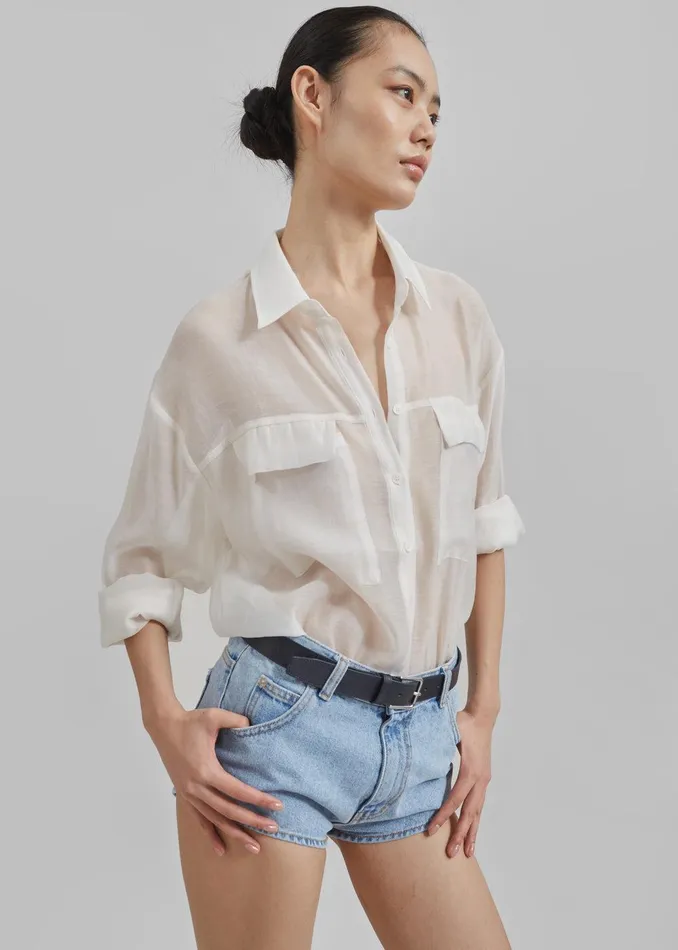 Erinne Denim Hot Pants 8211 Worn Wash Women The Frankie Shop Clothing