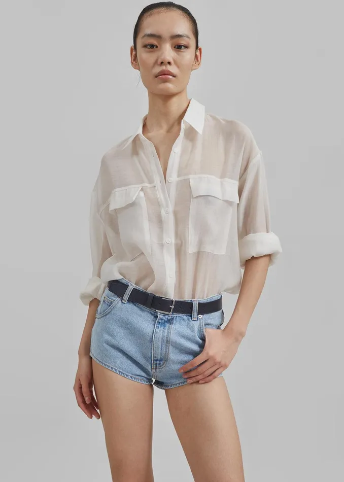 Erinne Denim Hot Pants 8211 Worn Wash Women The Frankie Shop Clothing