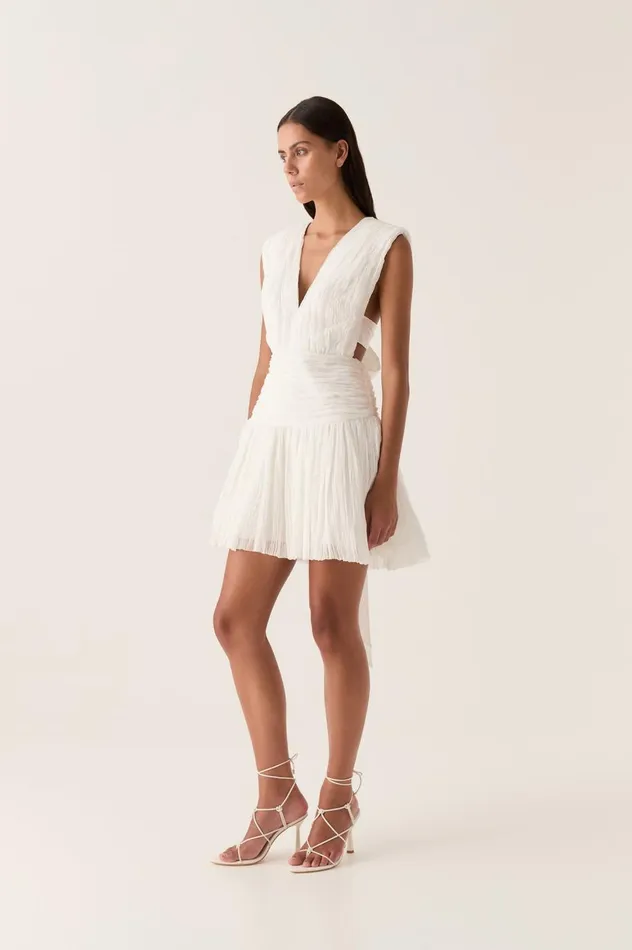 Escapist Mini Dress Ivory Women Aje Dresses Escapist Mini Dress Ivory Women Aje Dresses