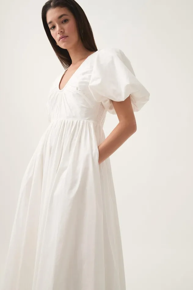 Esmerie Midi Dress Ivory Women Aje Dresses Esmerie Midi Dress Ivory Women Aje Dresses