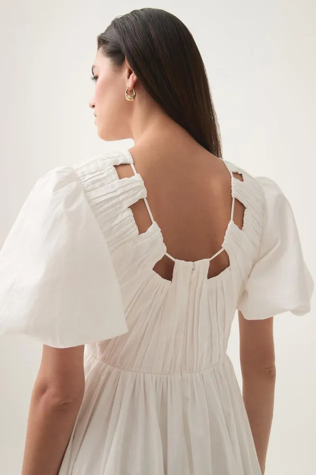 Esmerie Midi Dress Ivory Women Aje Dresses Esmerie Midi Dress Ivory Women Aje Dresses