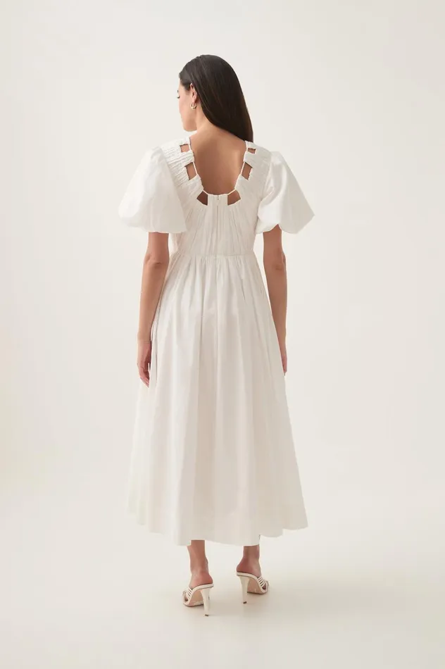 Esmerie Midi Dress Ivory Women Aje Dresses Esmerie Midi Dress Ivory Women Aje Dresses