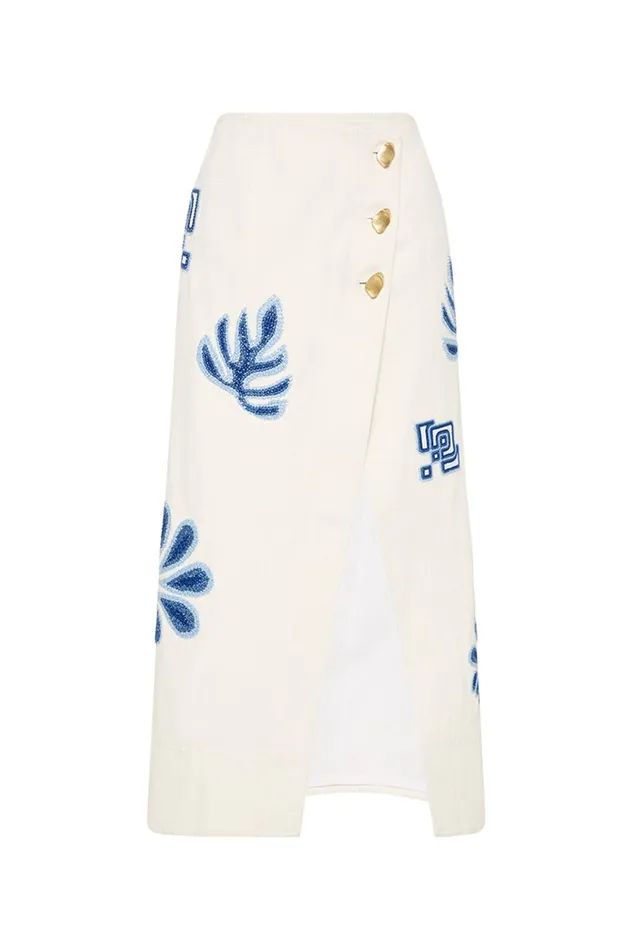 Esprit Embroidered Midi Skirt Ivoryblue Women Aje Skirts Esprit Embroidered Midi Skirt Ivoryblue Women Aje Skirts