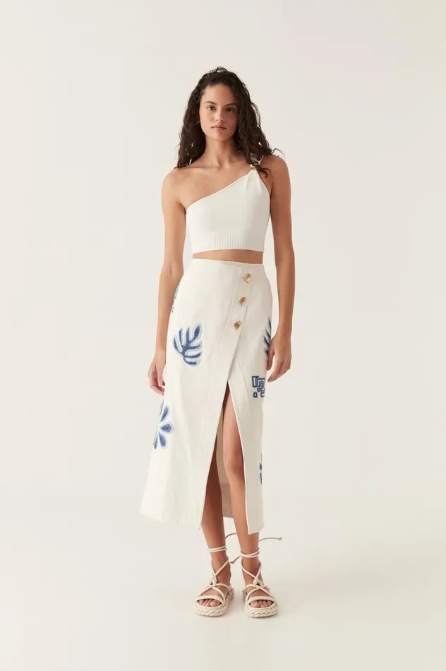 Esprit Embroidered Midi Skirt Ivoryblue Women Aje Skirts Esprit Embroidered Midi Skirt Ivoryblue Women Aje Skirts