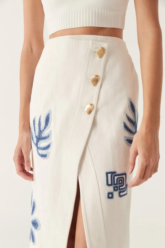Esprit Embroidered Midi Skirt Ivoryblue Women Aje Skirts Esprit Embroidered Midi Skirt Ivoryblue Women Aje Skirts