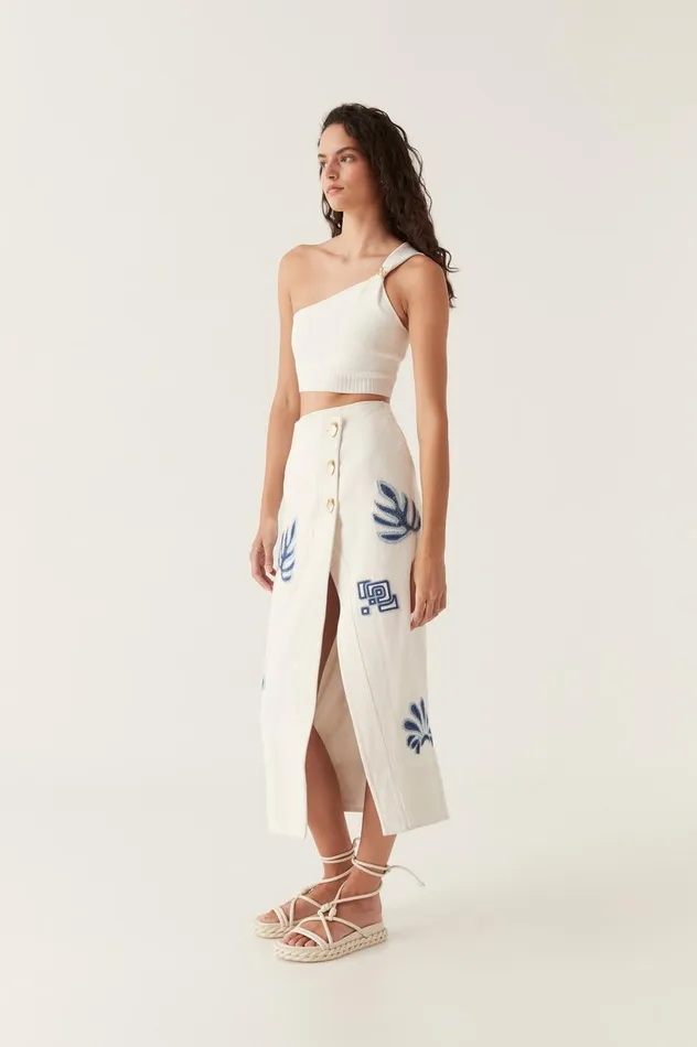 Esprit Embroidered Midi Skirt Ivoryblue Women Aje Skirts Esprit Embroidered Midi Skirt Ivoryblue Women Aje Skirts