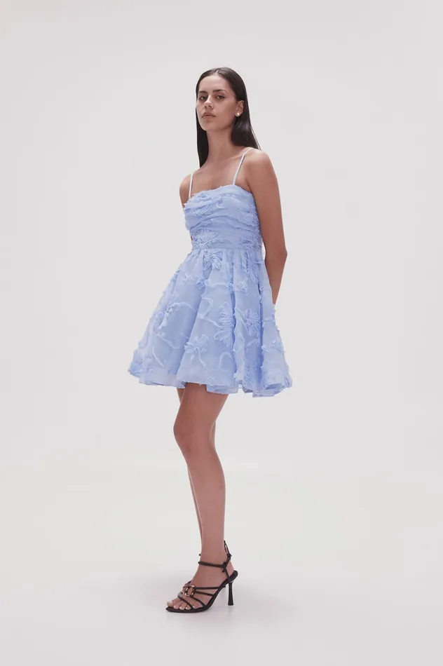 Evangeline Mini Dress Light Sky Blue Women Aje Dresses
