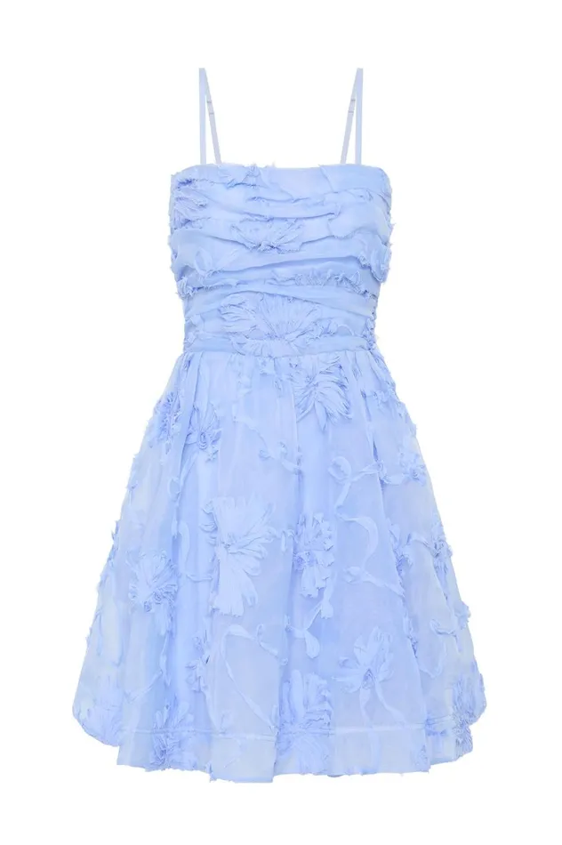 Evangeline Mini Dress Light Sky Blue Women Aje Dresses Evangeline Mini Dress Light Sky Blue Women Aje Dresses