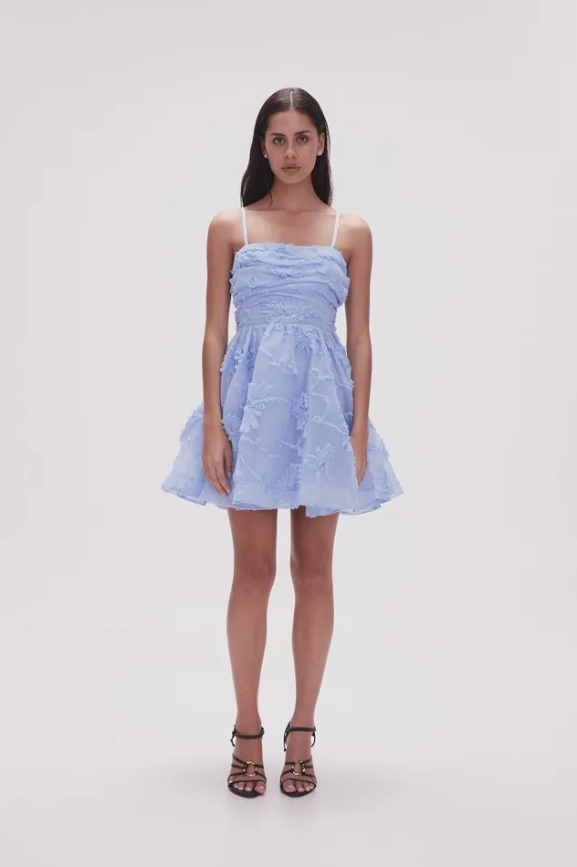 Evangeline Mini Dress Light Sky Blue Women Aje Dresses Evangeline Mini Dress Light Sky Blue Women Aje Dresses