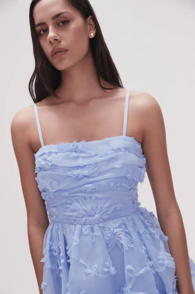 Evangeline Mini Dress Light Sky Blue Women Aje Dresses Evangeline Mini Dress Light Sky Blue Women Aje Dresses