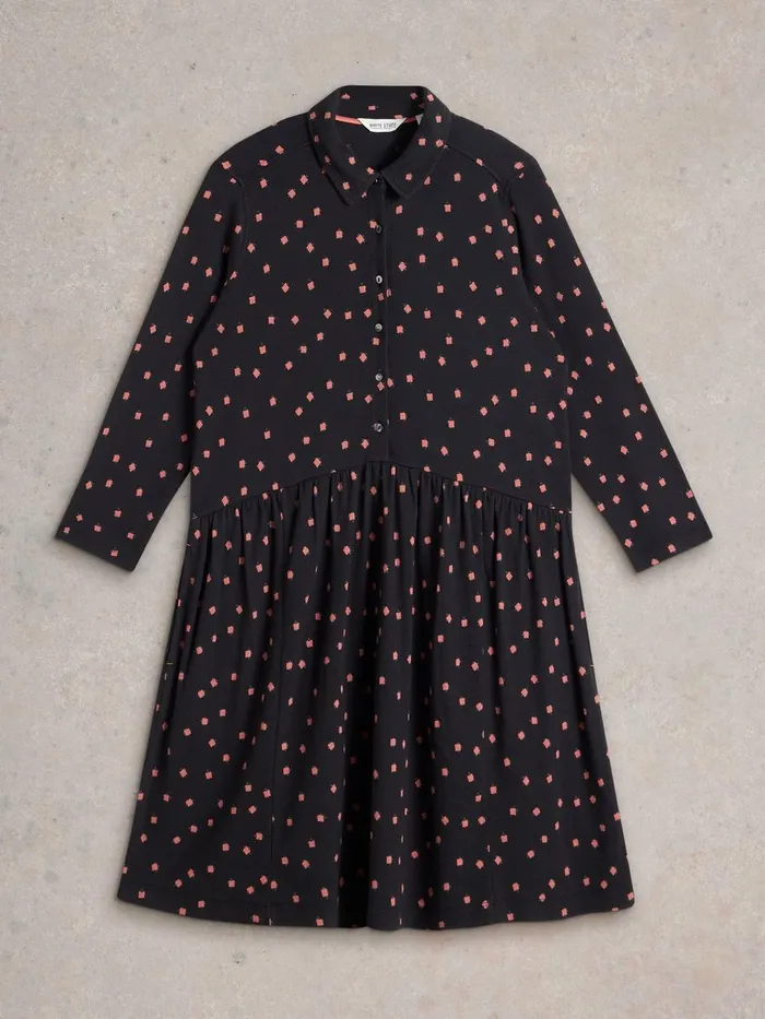 Everly Jersey Rib Shirt Dress Black Print Women White Stuff Dresses Everly Jersey Rib Shirt Dress Black Print Women White Stuff Dresses