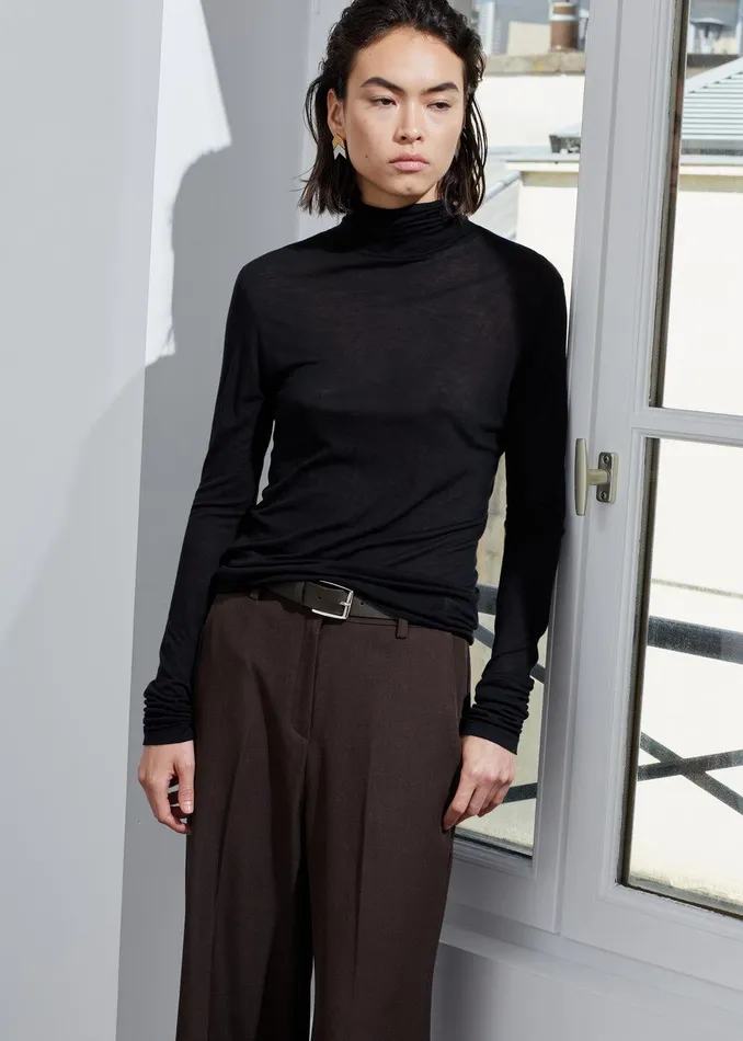 Evren Sheer Turtleneck 8211 Black Women The Frankie Shop Clothing
