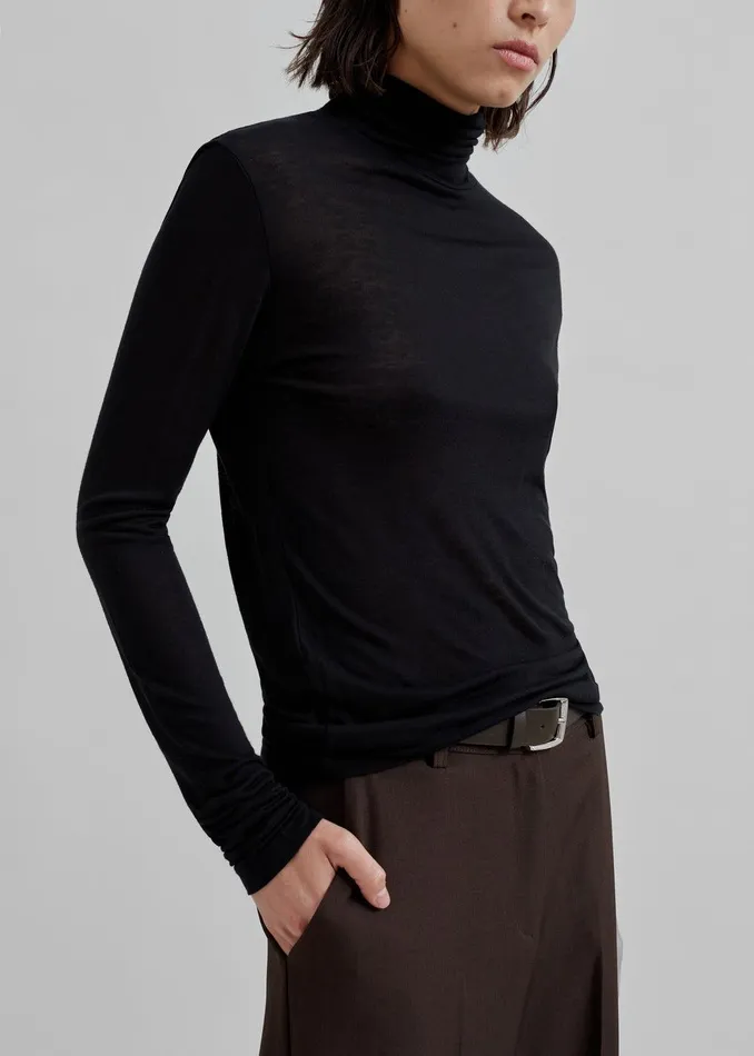 Evren Sheer Turtleneck 8211 Black Women The Frankie Shop Clothing