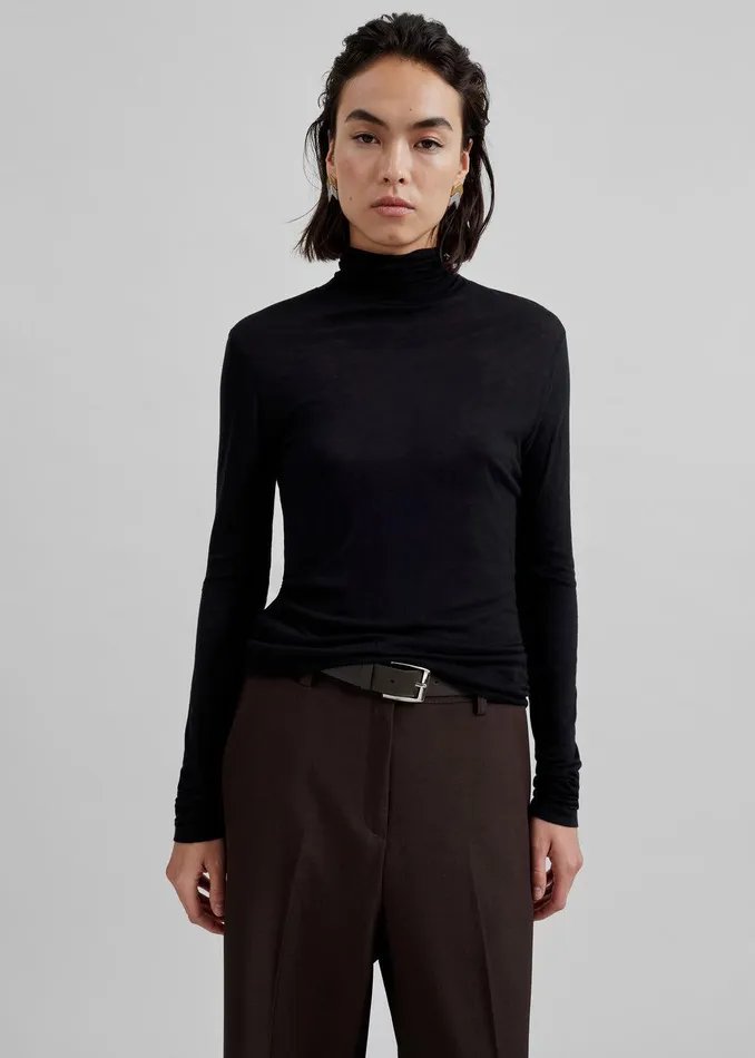 Evren Sheer Turtleneck 8211 Black Women The Frankie Shop Clothing