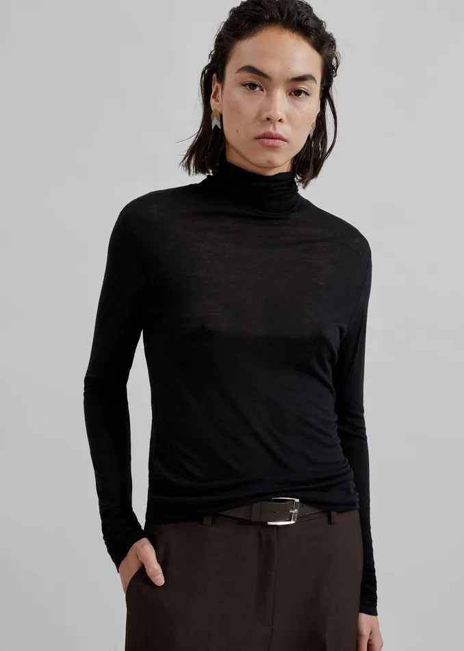 Evren Sheer Turtleneck 8211 Black Women The Frankie Shop Clothing